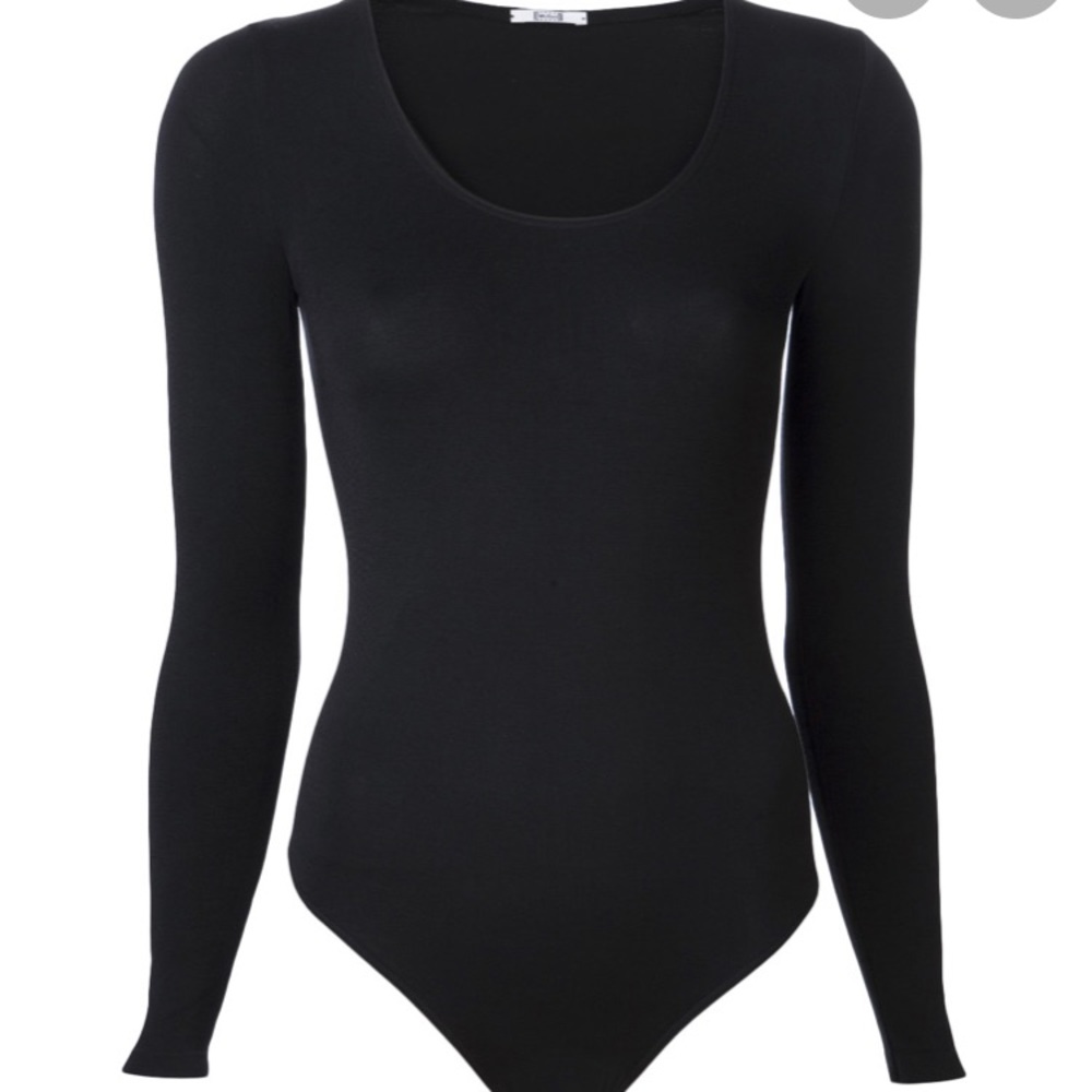 Wolford Black Scoopneck Long Sleeve Bodysuit